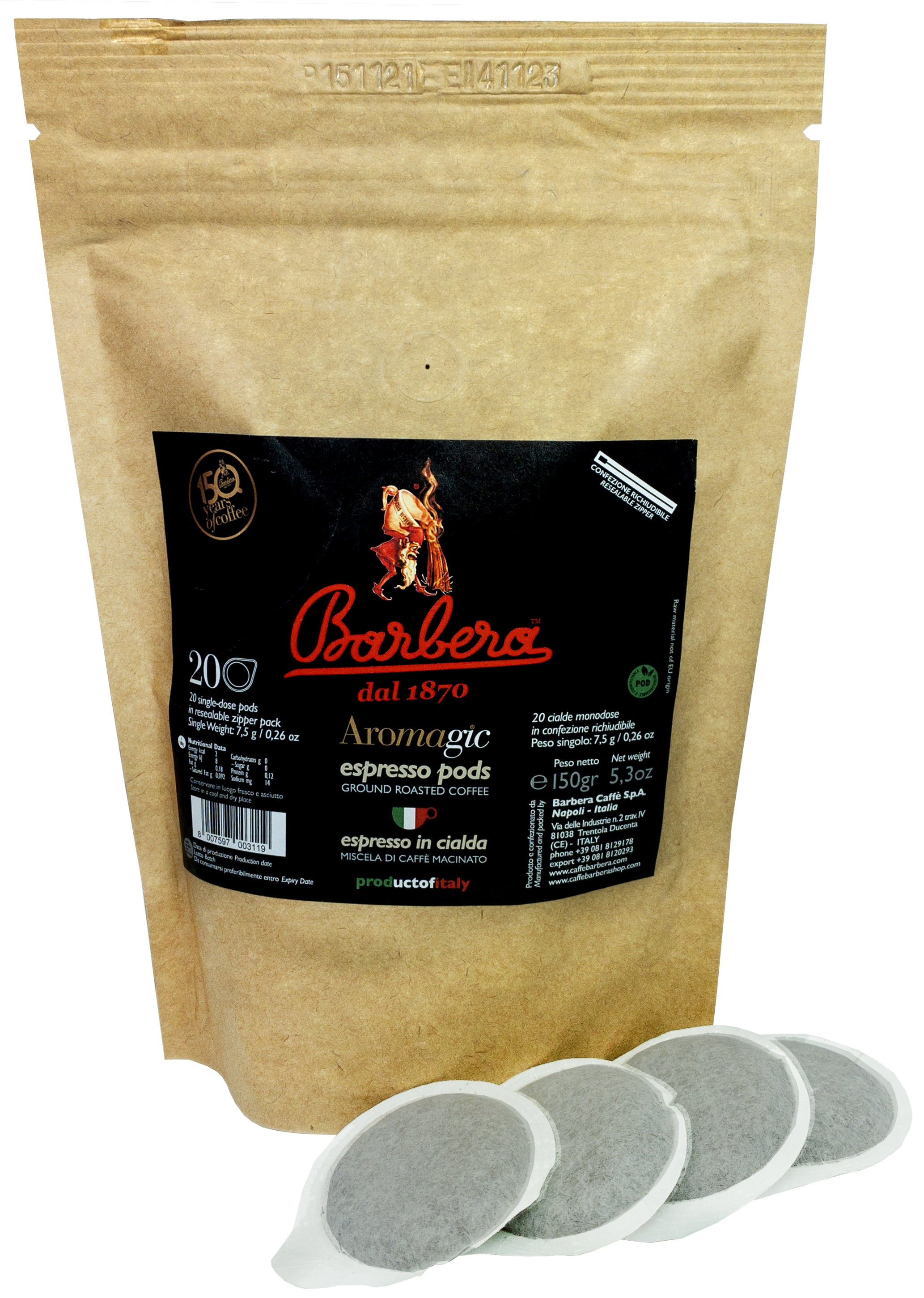 Barbera Aromagic Espresso Pads - Sin embalaje exterior